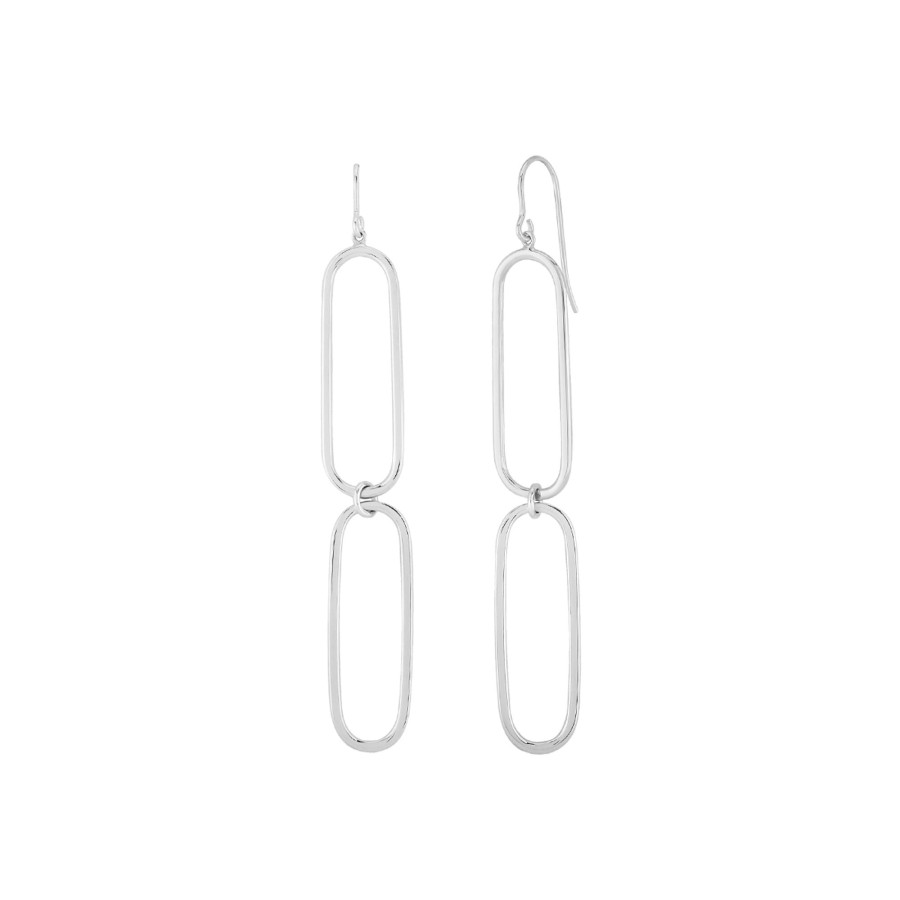 Jewelry Josephs Jewelers Home | Sterling Silver Large Paperclip Dangle Earrings