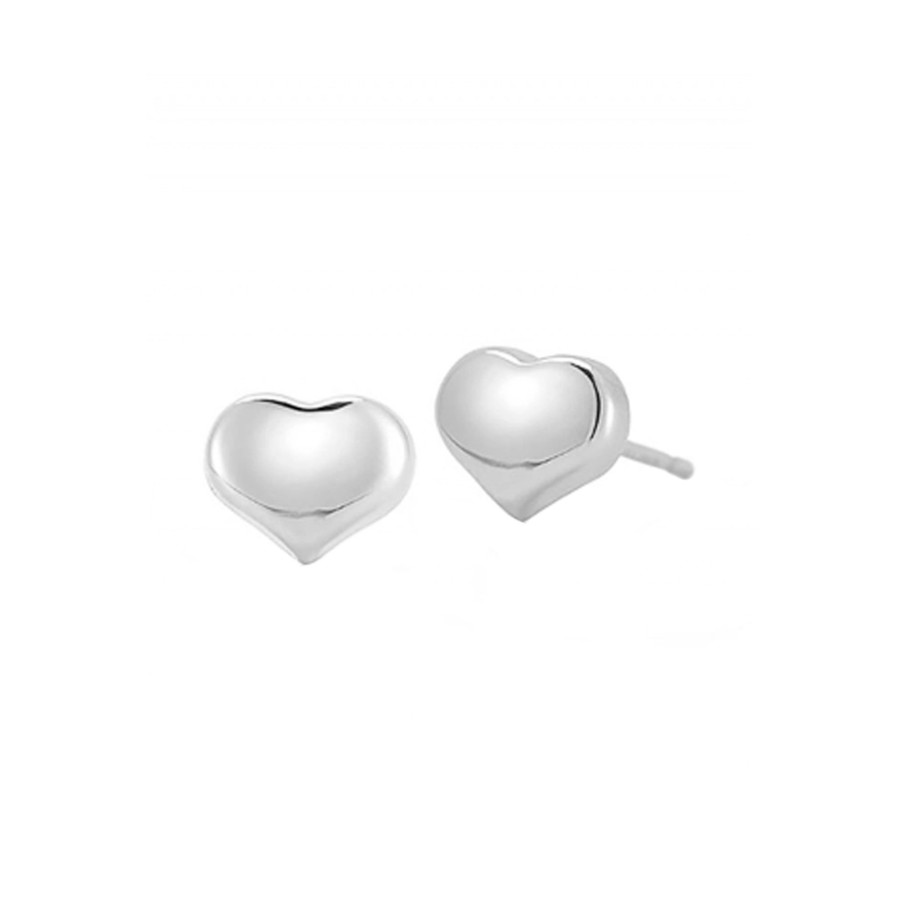 Jewelry Josephs Jewelers Home | 18K White Gold Heart Stud Earrings