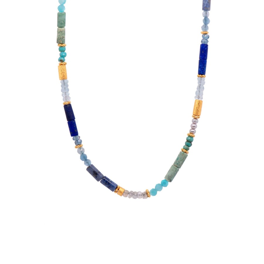 Jewelry Josephs Jewelers Home | Gold Plated Sterling Silver Multistone Necklace - Josephs Jewelers Blue