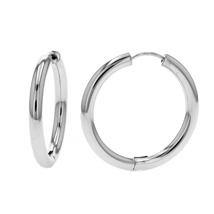 Jewelry Josephs Jewelers Home | 14K White Gold Tube Hoop Earrings