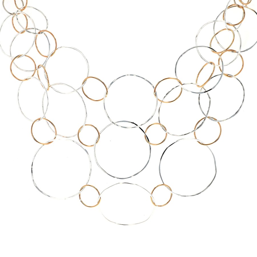 Jewelry Josephs Jewelers Home | Sterling Silver Two-Tone 3-Tier Circle Necklace - Josephs Jewelers