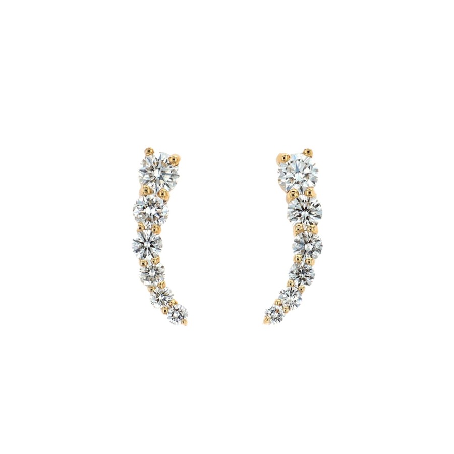 Jewelry Josephs Jewelers Home | 14K Yellow Gold Diamond Climber Earrings - Josephs Jewelers White