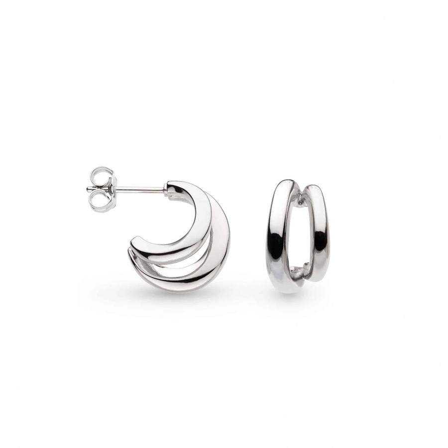 Jewelry Josephs Jewelers Home | Sterling Silver Bevel Cirque Double Hoop Earrings