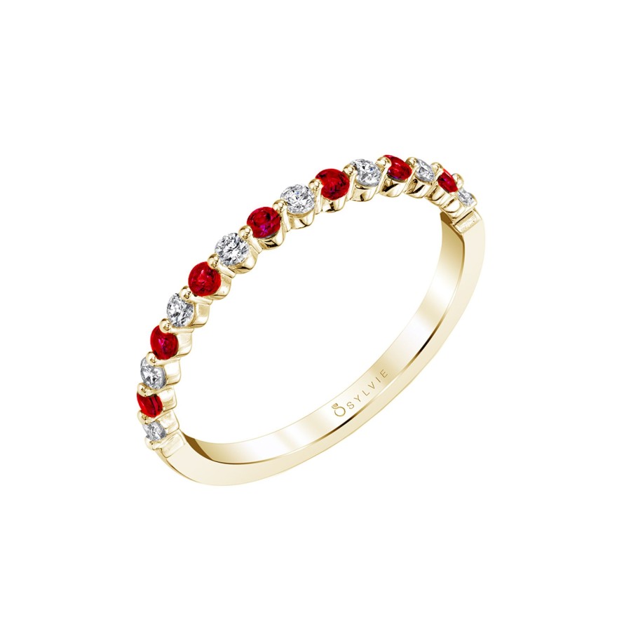 Jewelry Josephs Jewelers Home | 14K Yellow Gold Ruby And Diamond Band Red