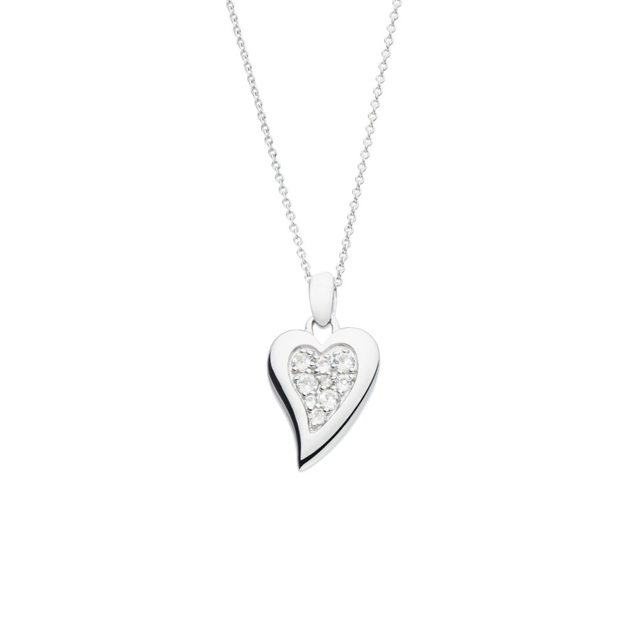 Jewelry Josephs Jewelers Home | Sterling Silver Desire Topaz Heart Pendant With Chain White