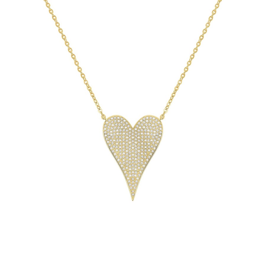 Jewelry Josephs Jewelers Home | 14K Yellow Gold Pave Diamond Heart Necklace