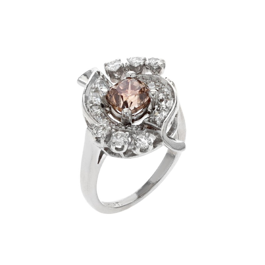 Jewelry Josephs Jewelers Home | Estate Platinum Yellow Diamond Ring Brown