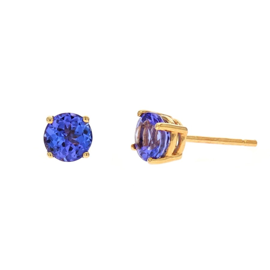 Jewelry Josephs Jewelers Home | 14K Yellow Gold Tanzanite Stud Earrings Purple