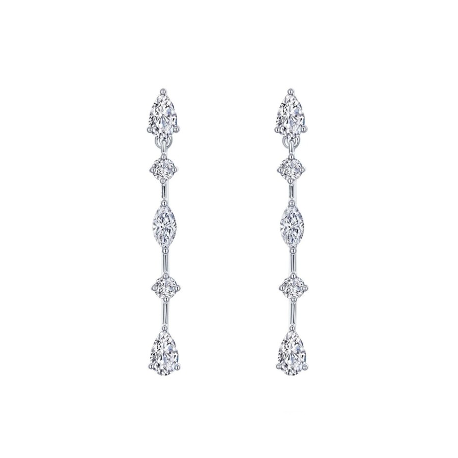 Jewelry Josephs Jewelers Home | Sterling Silver Multi-Shape Cubic Zirconia Drop Earrings - Josephs Jewelers White