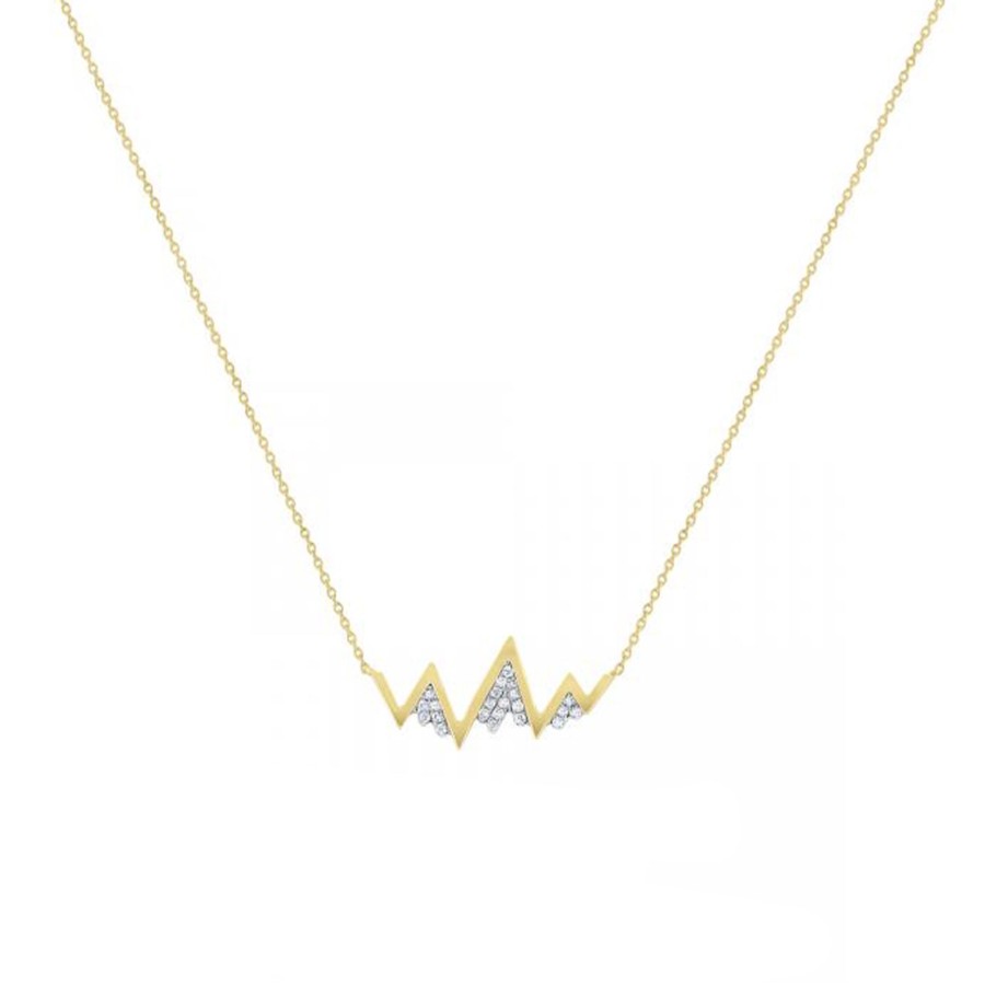 Jewelry Josephs Jewelers Home | 14K Yellow Gold Small Snow Capped Mountain Diamond Necklace - Josephs Jewelers