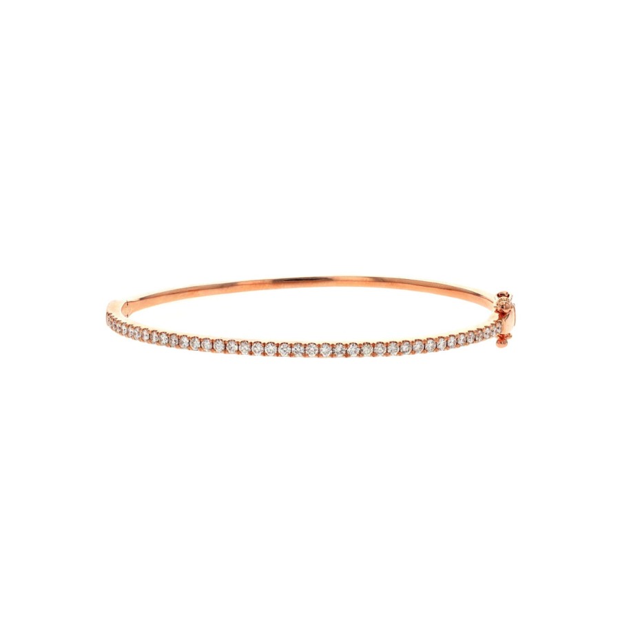 Jewelry Josephs Jewelers Home | 14K Rose Gold 1.02 Carat Diamond Bangle Bracelet - Josephs Jewelers