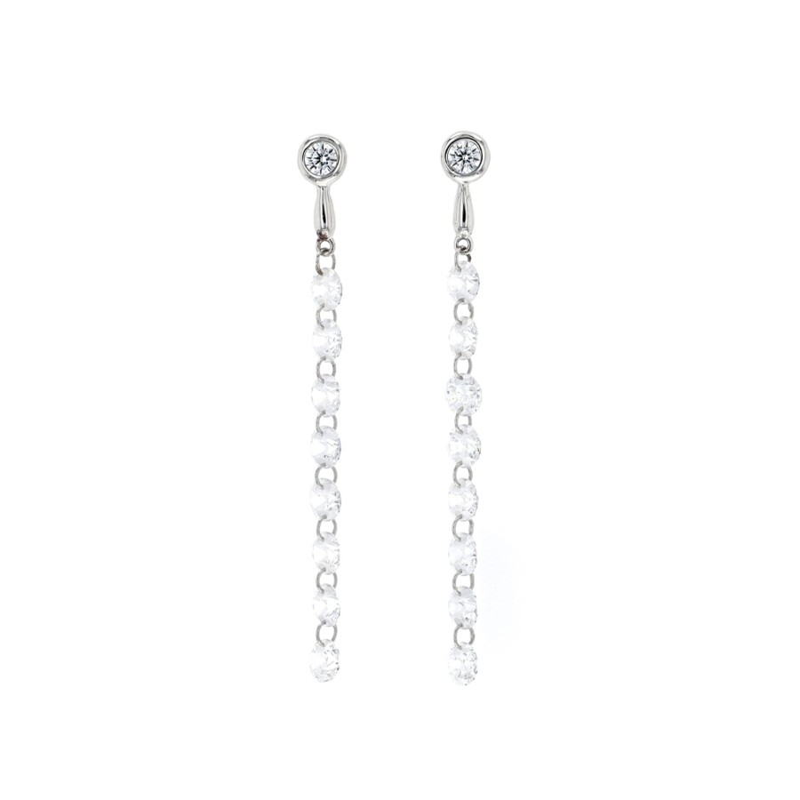 Jewelry Josephs Jewelers Home | Sterling Silver Cubic Zirconia Dangle Earrings White