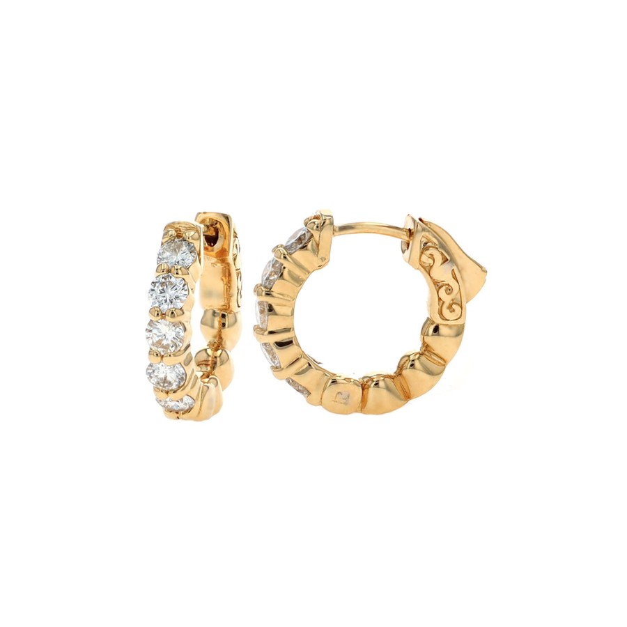 Jewelry Josephs Jewelers Home | 14K Yellow Gold 1.00 Carat Diamond Hoop Earrings - Josephs Jewelers White