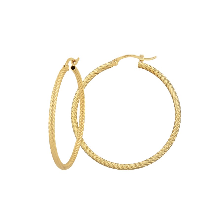 Jewelry Josephs Jewelers Home | 14K Yellow Gold 30 Mm Twist Tube Hoop Earrings - Josephs Jewelers