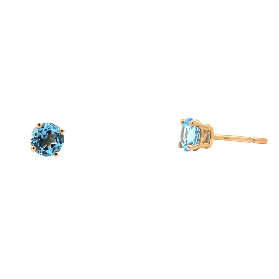 Jewelry Josephs Jewelers Home | 14K Yellow Gold Topaz Stud Earrings Blue