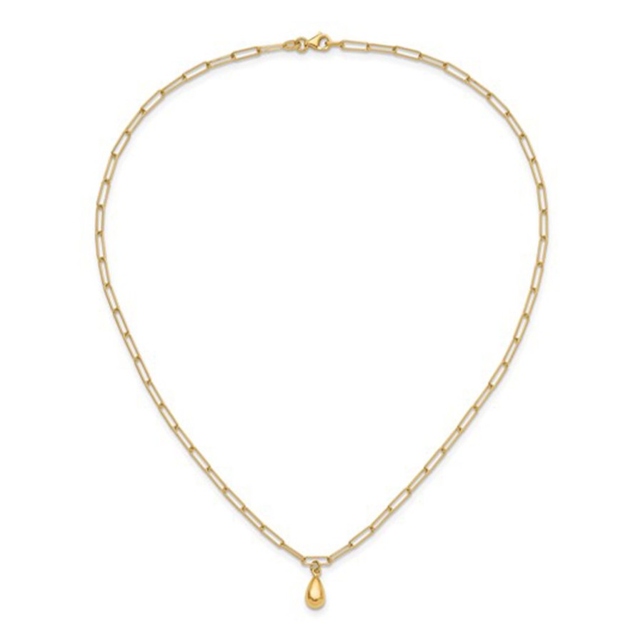 Jewelry Josephs Jewelers Home | 14K Yellow Gold Teardrop Paperclip Necklace