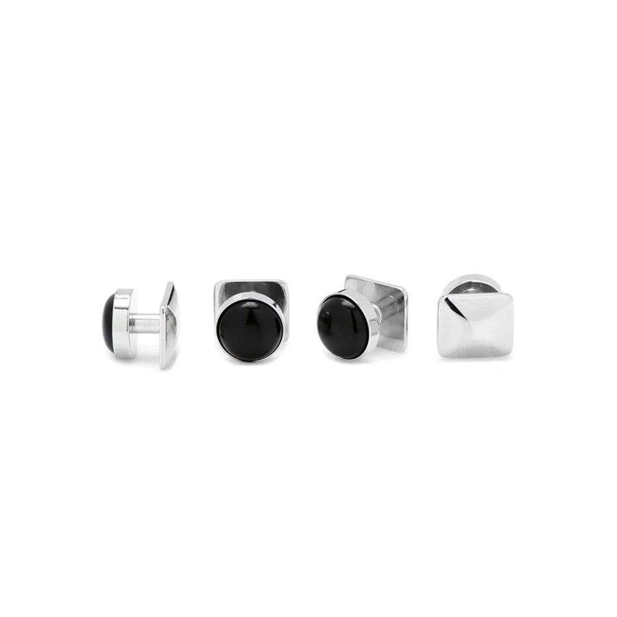 Jewelry Josephs Jewelers Home | Sterling Silver Plate Onyx Stud Cufflinks - Josephs Jewelers Black