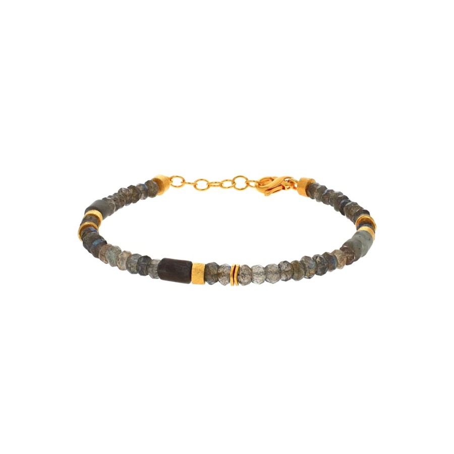 Jewelry Josephs Jewelers Home | Gold Plated Sterling Silver Labradorite Bracelet - Josephs Jewelers Gray