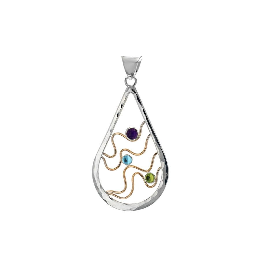 Jewelry Josephs Jewelers Home | Sterling Silver Two-Tone Amethyst, Peridot, And Blue Topaz Pendant - Josephs Jewelers Multi