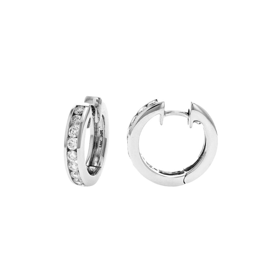 Jewelry Josephs Jewelers Home | 18K Gold 0.84 Carat Diamond Hoop Earrings - Josephs Jewelers White