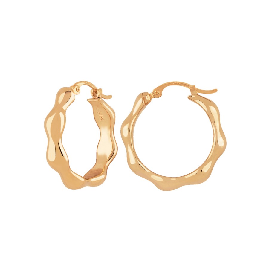 Jewelry Josephs Jewelers Home | 14K Yellow Gold Wavy Hoop Earrings - Josephs Jewelers