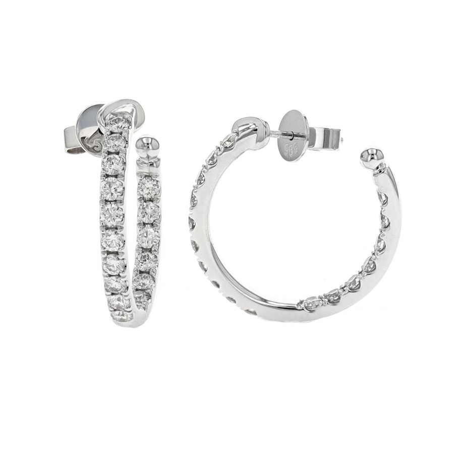 Jewelry Josephs Jewelers Home | 14K Gold 1.30 Carat Diamond Hoop Earrings - Josephs Jewelers White