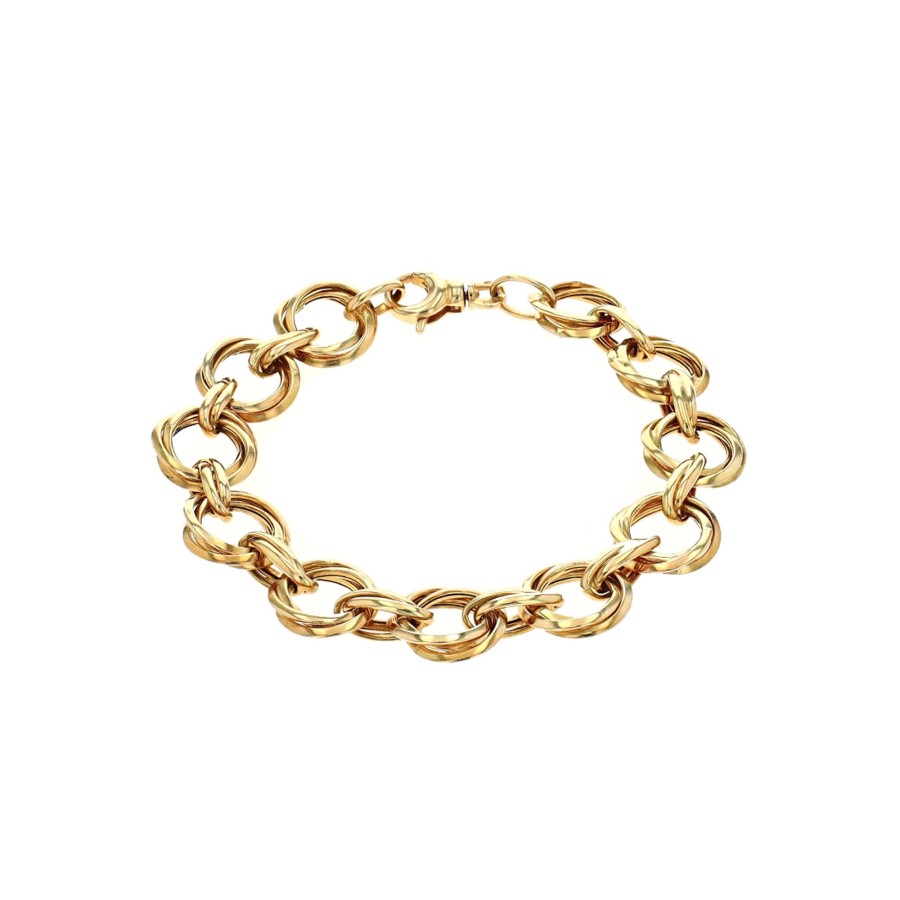 Jewelry Josephs Jewelers Home | 14K Yellow Gold Polished Round And Oval Link Bracelet - Josephs Jewelers