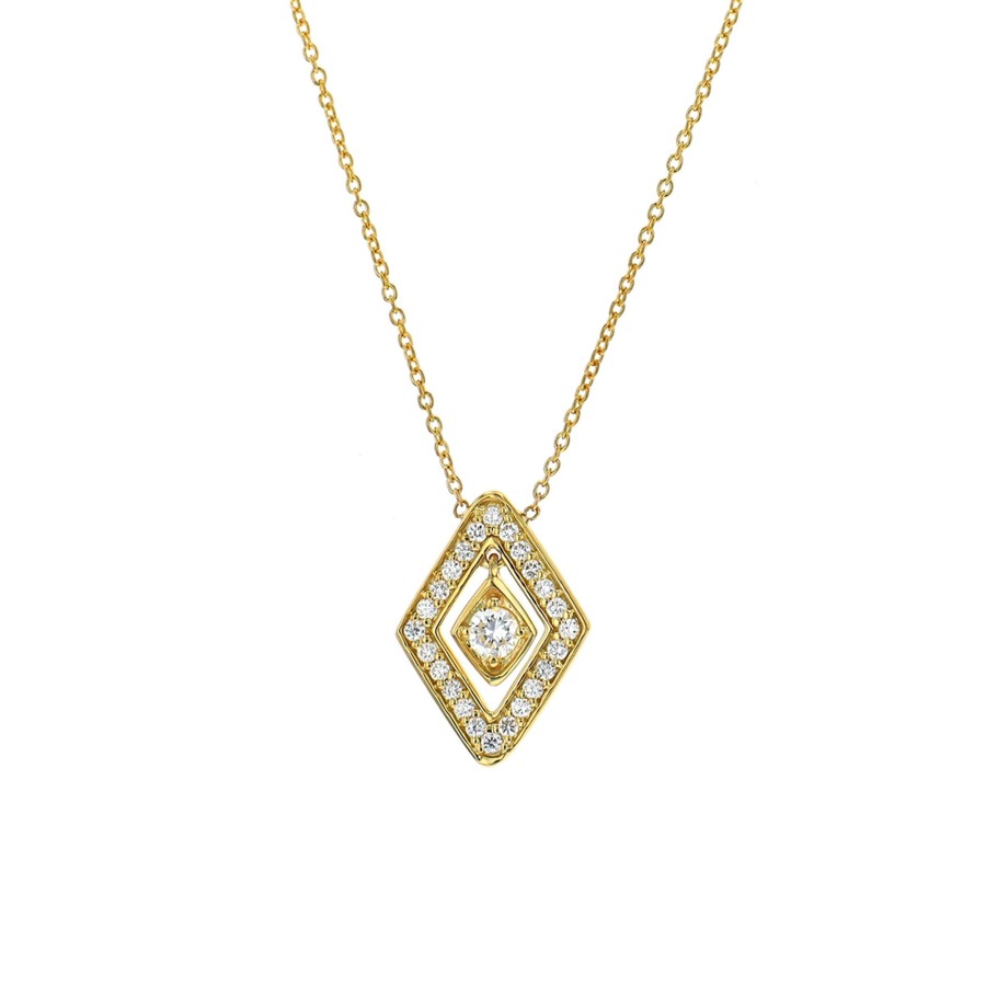 Jewelry Josephs Jewelers Home | 18K Yellow Gold Diamond Lozenge Necklace - Josephs Jewelers White