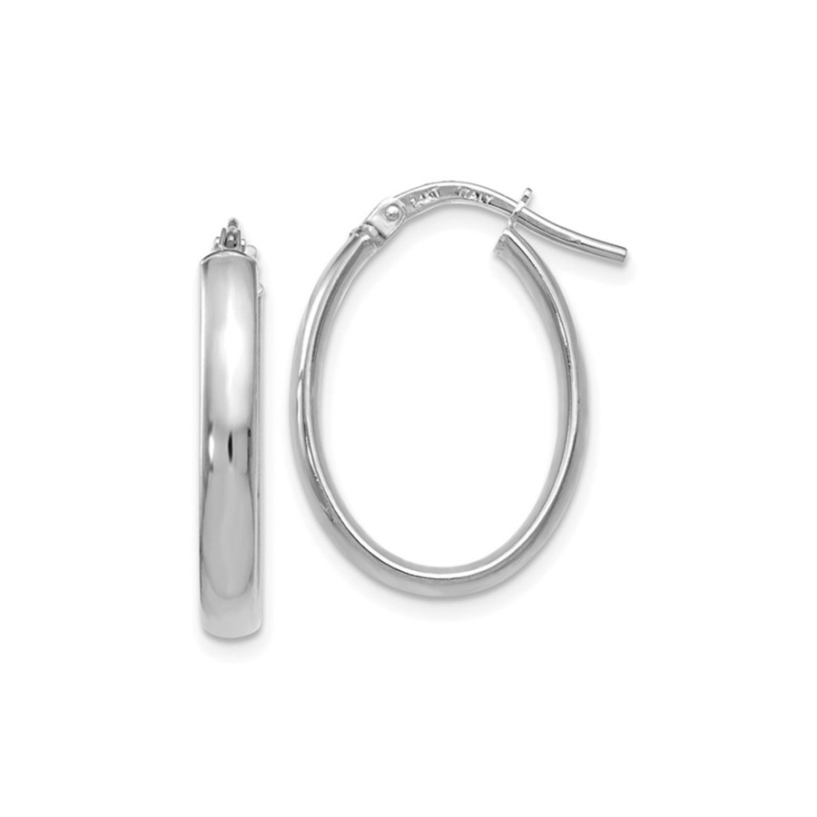 Jewelry Josephs Jewelers Home | 14K White Gold Oval Hoop Earrings