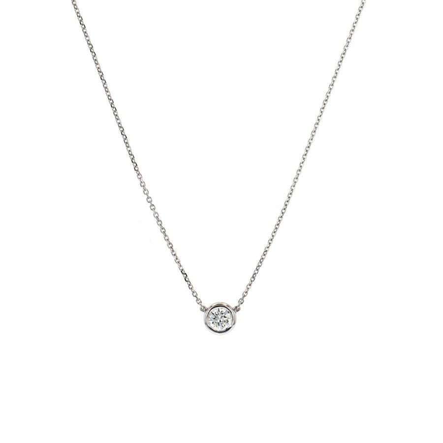 Jewelry Josephs Jewelers Home | 14K Gold 0.41 Carat Diamond Bezel Necklace - Josephs Jewelers White