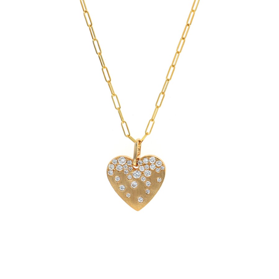 Jewelry Josephs Jewelers Home | 14K Yellow Gold Diamond Heart Pendant With Chain White