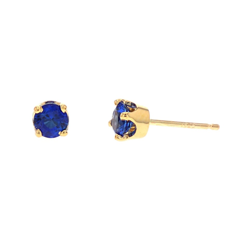 Jewelry Josephs Jewelers Home | 14K Yellow Gold Sapphire Stud Earrings Blue