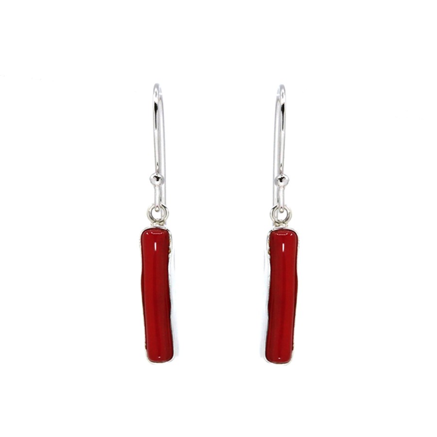 Jewelry Josephs Jewelers Home | Sterling Silver Dyed Coral Earrings Red