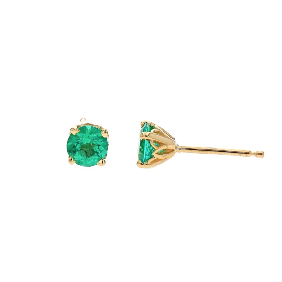 Jewelry Josephs Jewelers Home | 14K Yellow Gold 0.60 Carat Emerald Stud Earrings Green