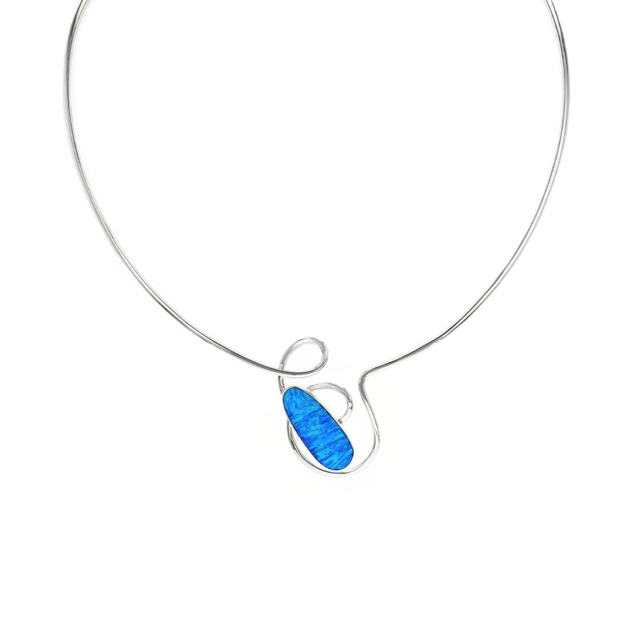 Jewelry Josephs Jewelers Home | Sterling Silver Freeform Created Opal Cuff Necklace - Josephs Jewelers Blue