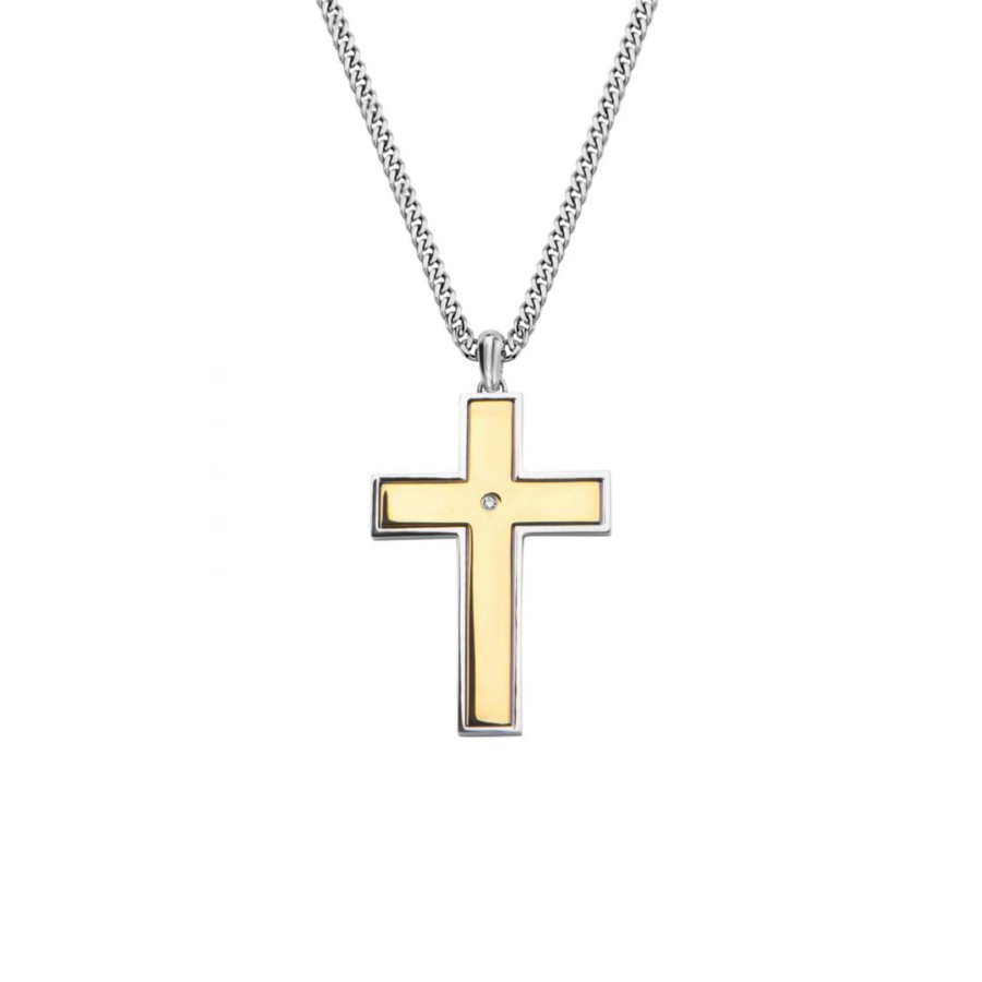 Jewelry Josephs Jewelers Home | Two-Tone Lord'S Prayer Cross Spin Pendant