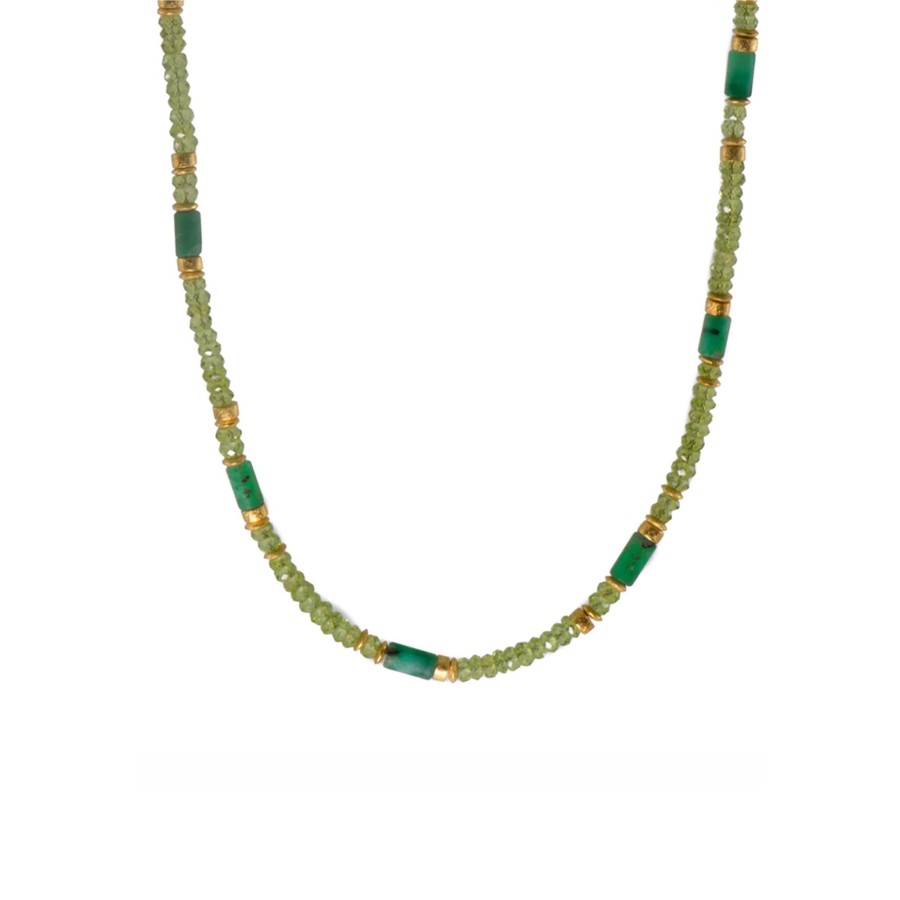 Jewelry Josephs Jewelers Home | Yellow Gold Plated Sterling Silver Emerald And Peridot Necklace - Josephs Jewelers Green