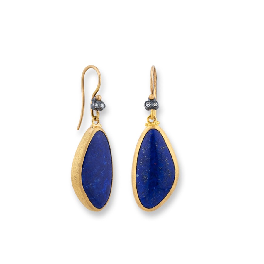 Jewelry Josephs Jewelers Home | 24K Yellow Gold Lapis Dangle Earrings Blue