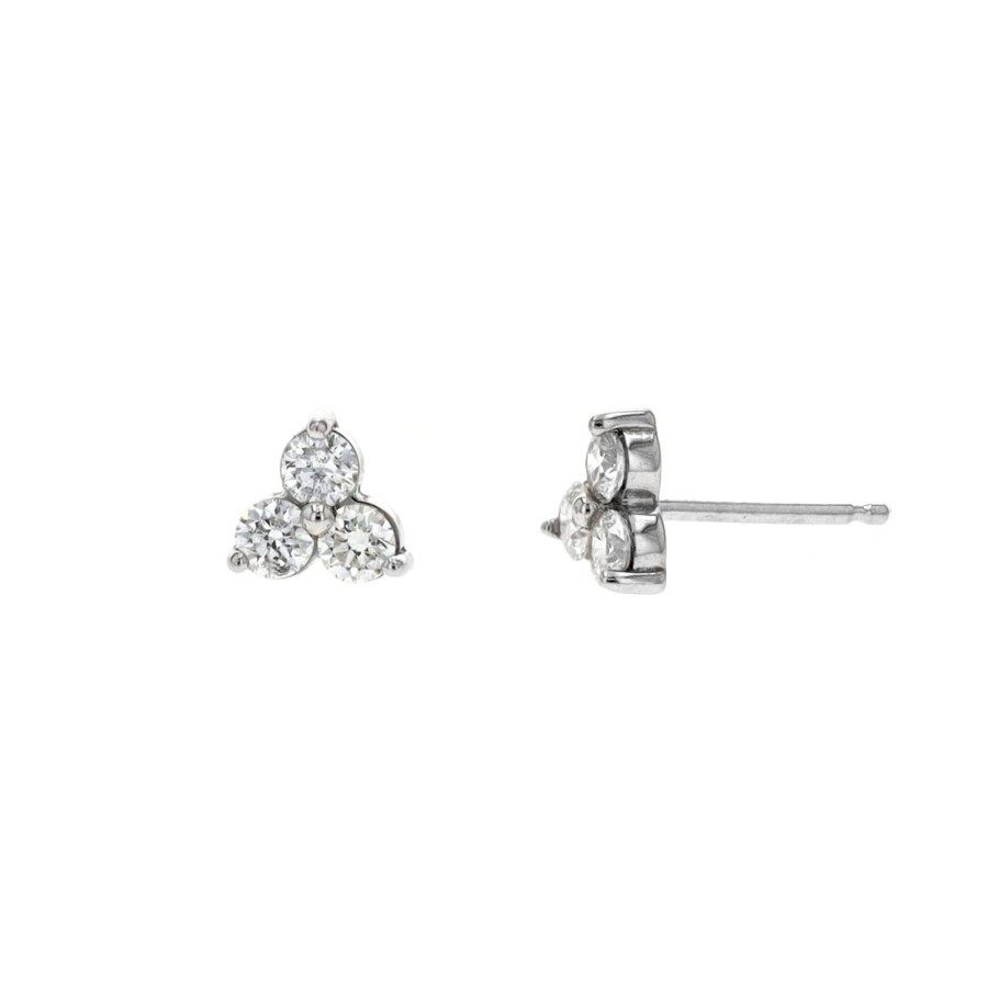 Jewelry Josephs Jewelers Home | 14K Gold Diamond Cluster Stud Earrings White