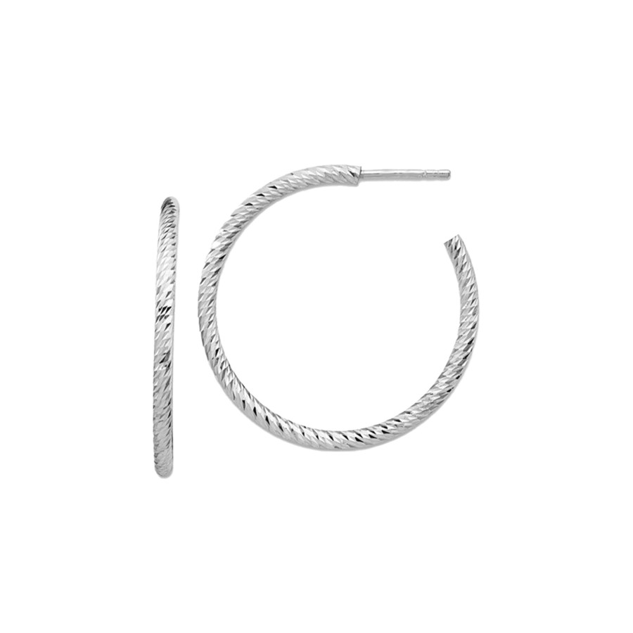 Jewelry Josephs Jewelers Home | Sterling Silver Medium Textured Circle Hoop Earrings