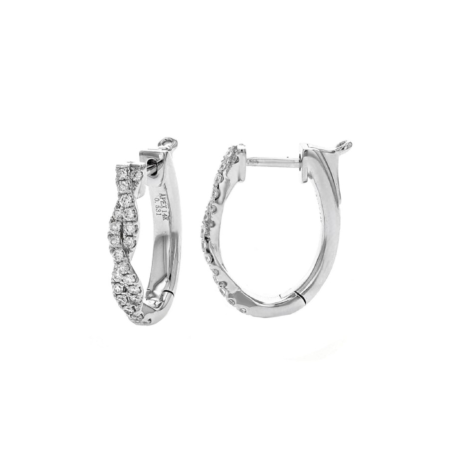 Jewelry Josephs Jewelers Home | 14K Gold 0.52 Carat Diamond Twisted Hoop Earrings - Josephs Jewelers White