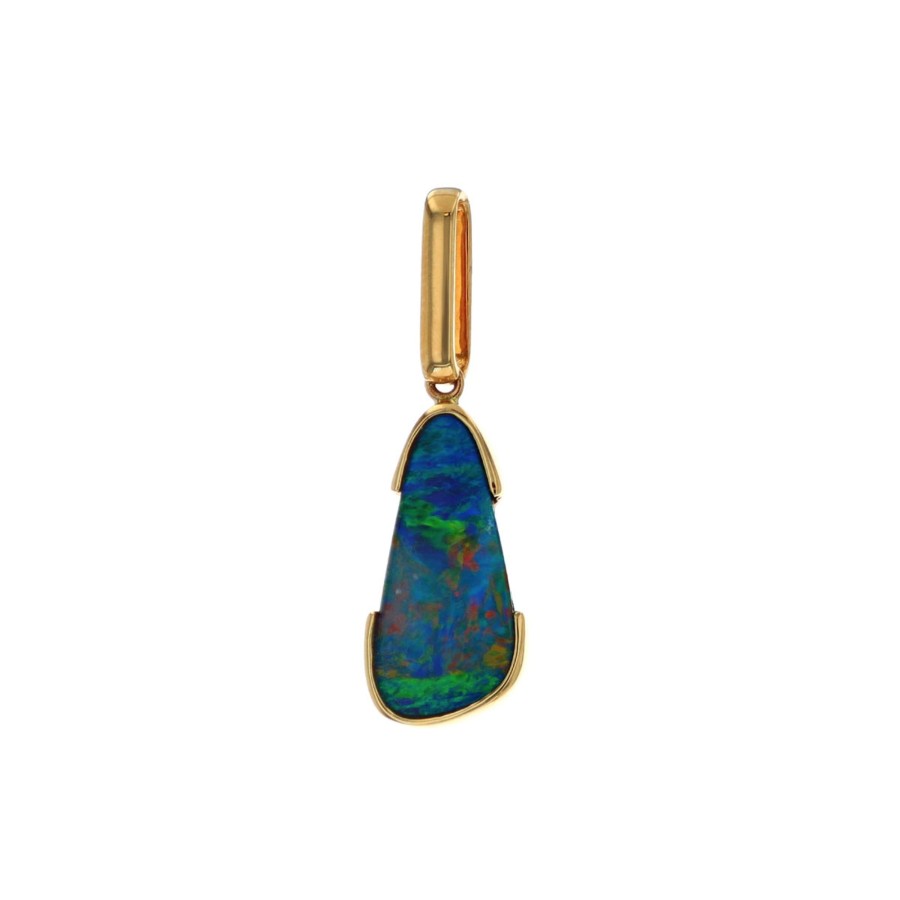 Jewelry Josephs Jewelers Home | 14K Yellow Gold Australian Opal Doublet Half Bezel Pendant - Josephs Jewelers Multi