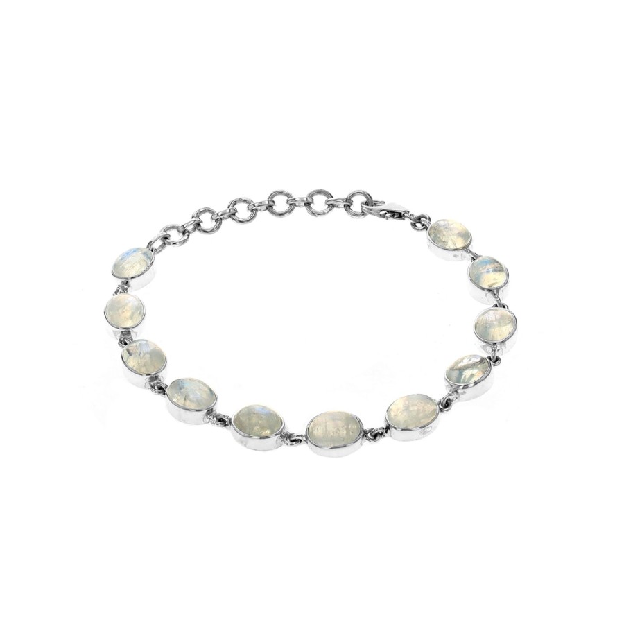 Jewelry Josephs Jewelers Home | Sterling Silver Oval Moonstone Bracelet - Josephs Jewelers White