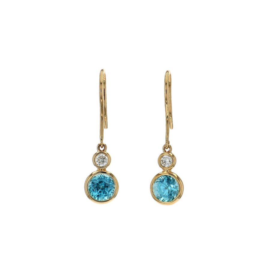 Jewelry Josephs Jewelers Home | 14K Yellow Gold Zircon And Diamond Earrings - Josephs Jewelers Blue