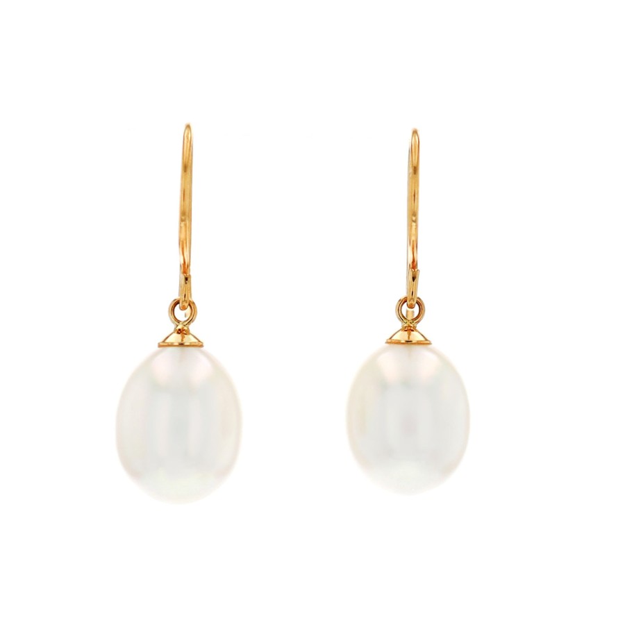 Jewelry Josephs Jewelers Home | 18K Yellow Gold Pearl Dangle Earrings White