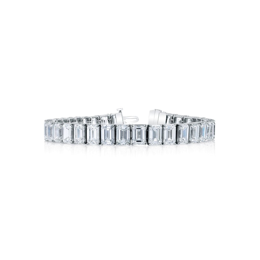 Jewelry Josephs Jewelers Home | 18K Gold Emerald-Cut Diamond Bracelet - Josephs Jewelers White