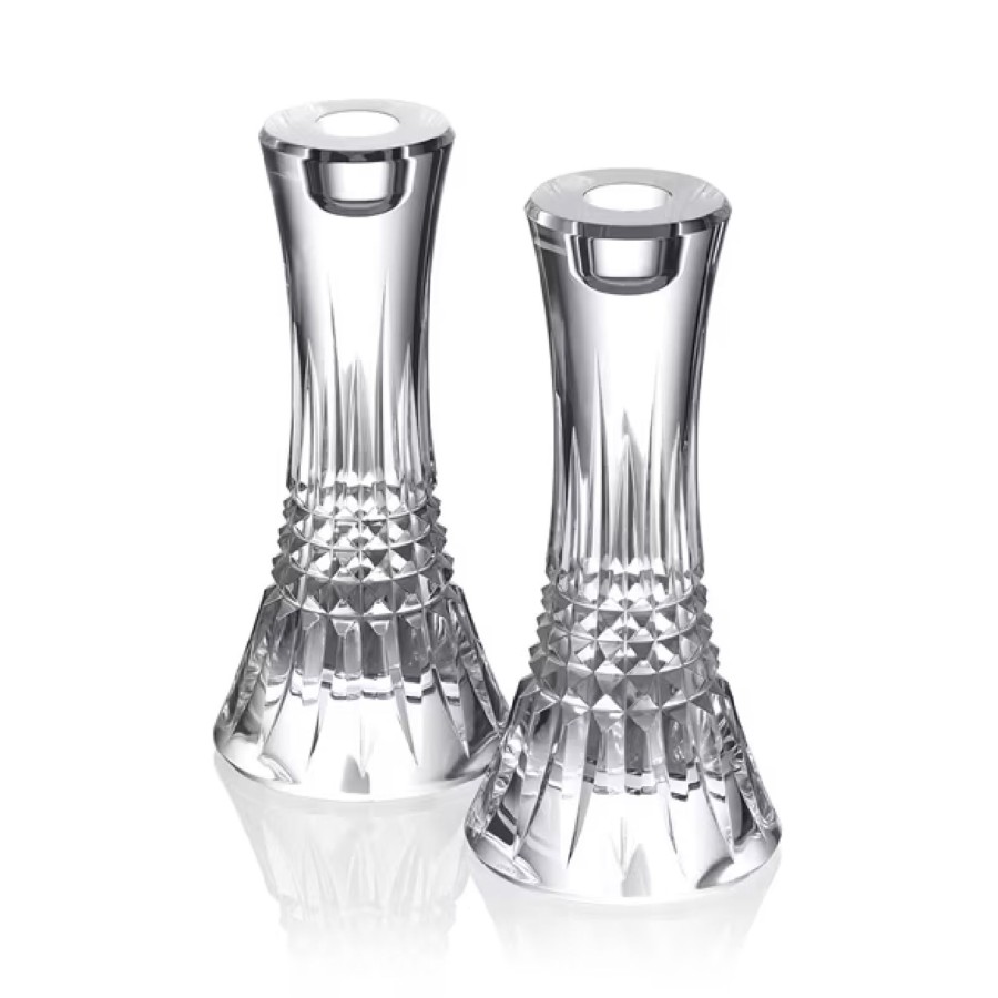 Gifts Josephs Jewelers Home | Waterford - Lismore Diamond Candlestick Pair 7" - Josephs Jewelers White