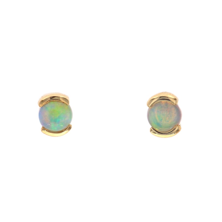 Jewelry Josephs Jewelers Home | 14K Yellow Gold Round Opal Stud Earrings Multi