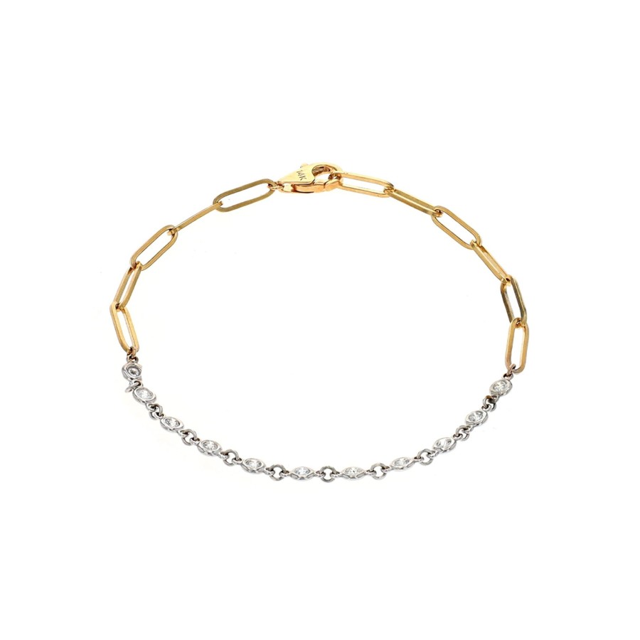 Jewelry Josephs Jewelers Home | 14K Two-Tone 0.38 Carat Diamond Paperclip Bracelet - Josephs Jewelers