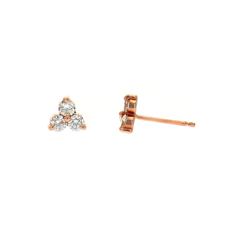 Jewelry Josephs Jewelers Home | 14K Rose Gold Diamond Cluster Stud Earrings White